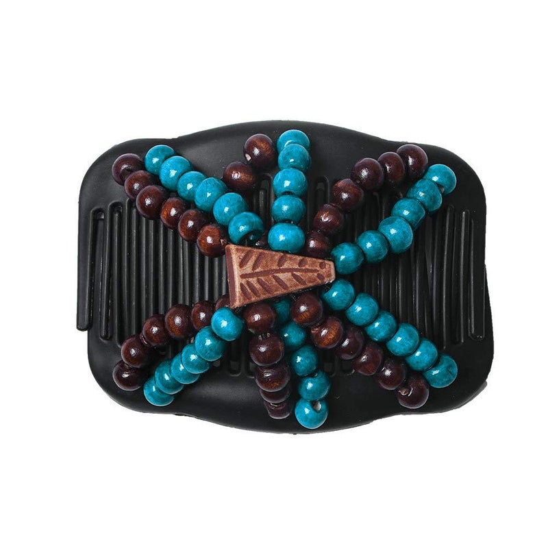 LOVEF 3 Pcs Women Magic Hair Combs Wood Beaded Stretch Double Side Combs Clips Bun Maker Hair Accessories Random Color - Image 3